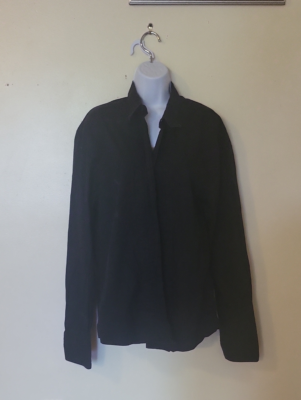 Men's Black Long-Sleeve Shirt Jacket